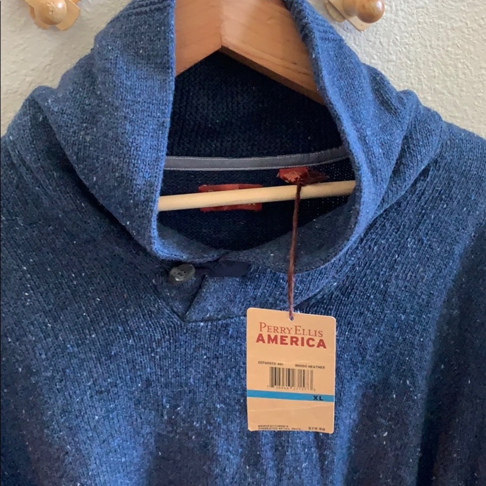 NWT Perry Ellis America XL sweater indigo heather - Picture 2 of 6
